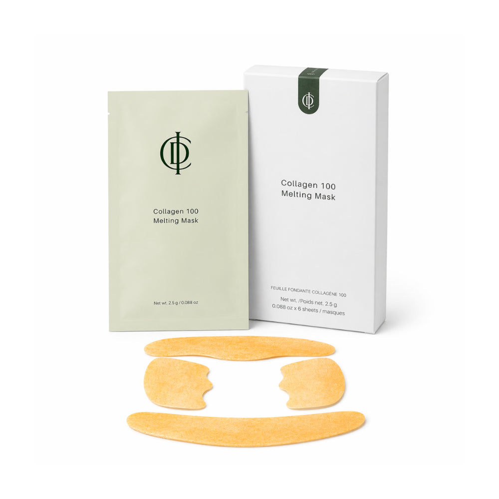Collagen 100 Melting Mask packaging with mask sheets on a white background