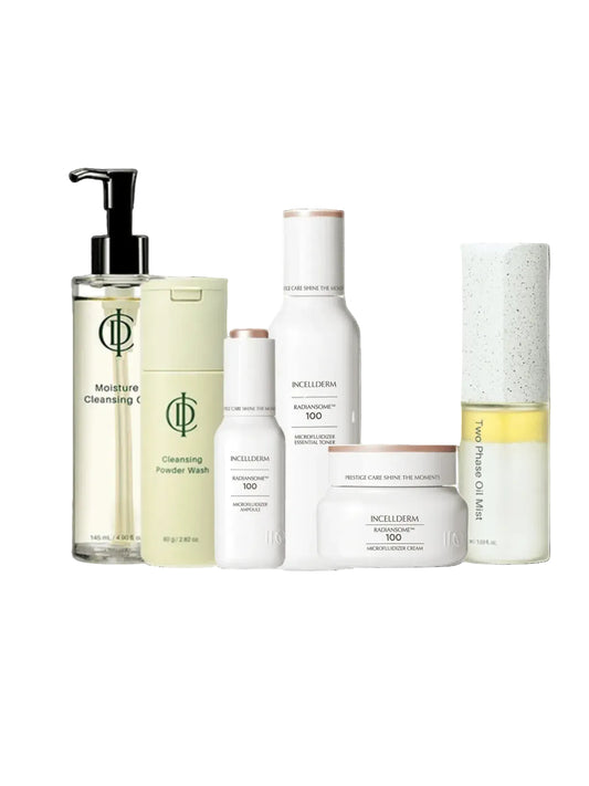 Set of skincare products on a white background